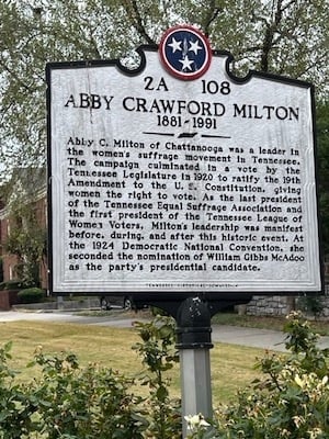 Abby Crawford Milton Suffrage statue in Chattanooga