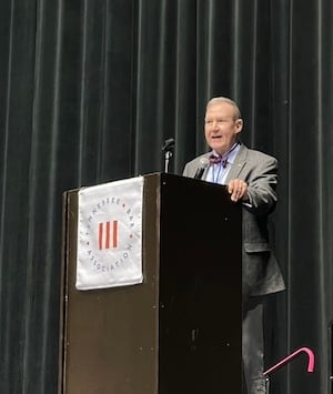 TBA President Jim Barry addresses students at the 2024 Tennessee State High School Mock Trial Competition Award Ceremony