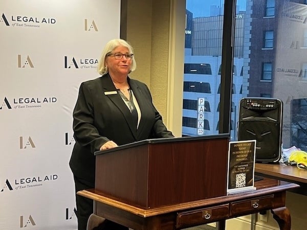 Legal Aid of East Tennessee Director Deb House speaks at the 2025 Hall of Fame Celebration