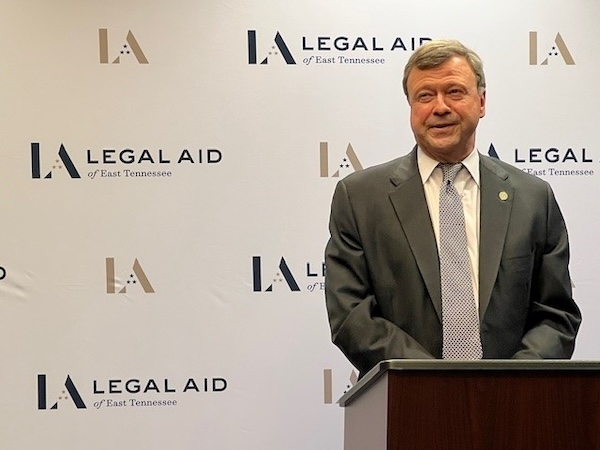 Tennessee Supreme Court Justice Dwight Tarwater speaking at the Legal Aid of East Tennessee 2025 Hall of Fame Celebration
