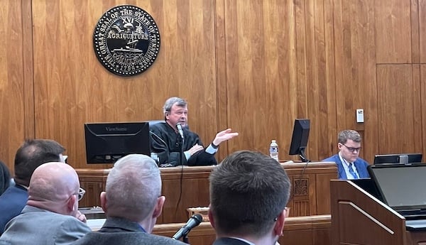 Tennessee Supreme Court Justice Dwight Tarwater presides over the championship round at the 2024 Tennessee State High School Mock Trial Competition Award Ceremony